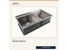 Crauf Poli 6311 Mat Gri 86×51 cm Evye + Pesce 4060 Çelik Batarya 6 Parça Set Crauf Poli 6311 Mat Gri 86×51 cm Evye + Pesce 4060 Çelik Batarya 6 Parça Set