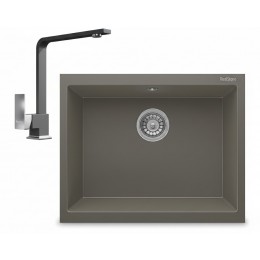 Realstone Gordion 60 Granit Eviye ve Göksu L Kuğu Batarya Seti - 600x475 mm - Gri