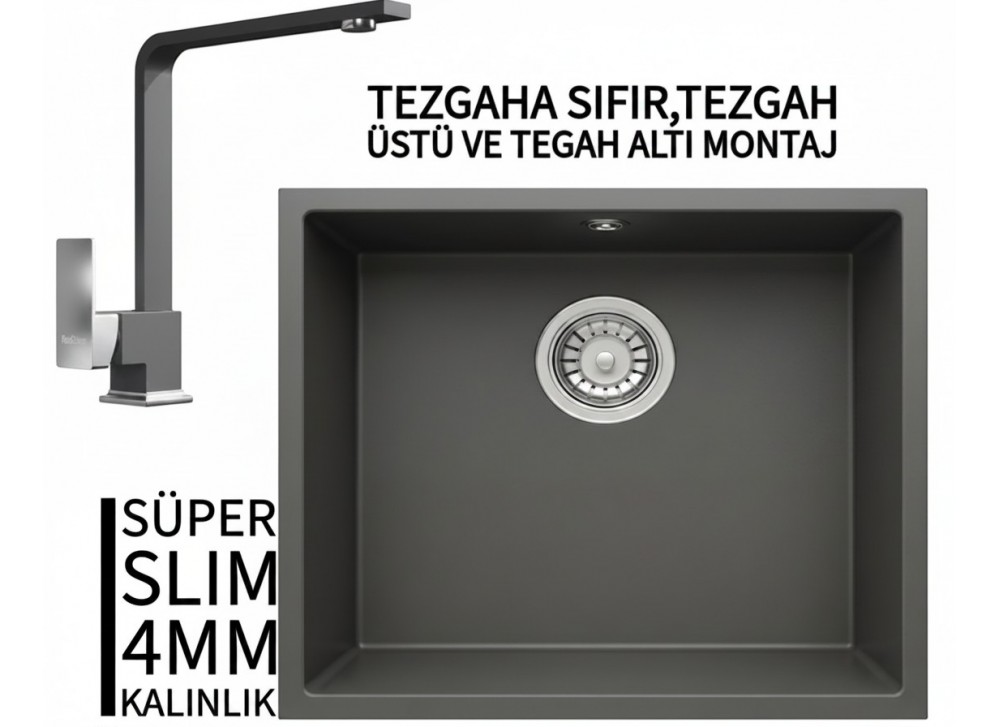 RealStone Steep 50 Antrasit Granit Evye & Göksu Antrasit Uyumlu Batarya Seti RealStone Steep 50 Antrasit Granit Evye & Göksu Antrasit Uyumlu Batarya Seti