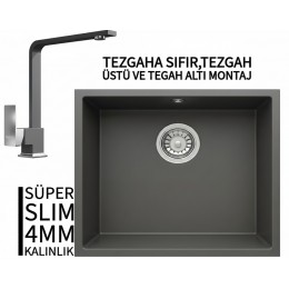 RealStone Steep 50 Antrasit Granit Evye & Göksu Antrasit Uyumlu Batarya Seti