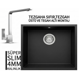 RealStone Steep 50 Antrasit Granit Evye & Göksu Krom Batarya Seti
