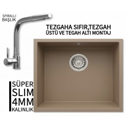 RealStone Steep 50 Cappuccino Granit Evye & Sümela Krom Batarya Seti