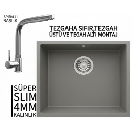 RealStone Steep 50 Gri Granit Evye & Sümela Krom Batarya Seti