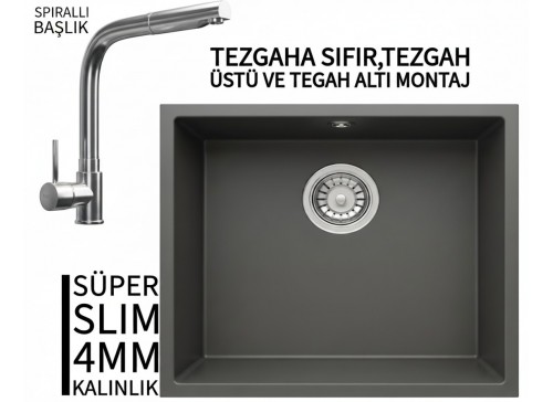 RealStone Steep 50 Antrasit Granit Evye & Abant Antrasit Uyumlu Batarya Seti RealStone Steep 50 Antrasit Granit Evye & Abant Antrasit Uyumlu Batarya Seti