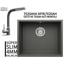 RealStone Steep 50 Antrasit Granit Evye & Sümela Antrasit Uyumlu Batarya Seti