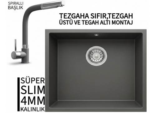 RealStone Steep 50 Antrasit Granit Evye & Sümela Antrasit Uyumlu Batarya Seti RealStone Steep 50 Antrasit Granit Evye & Sümela Antrasit Uyumlu Batarya Seti
