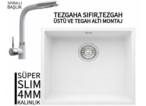 RealStone Steep 50 Beyaz Granit Evye & Sümela Beyaz Uyumlu Batarya Seti RealStone Steep 50 Beyaz Granit Evye & Sümela Beyaz Uyumlu Batarya Seti