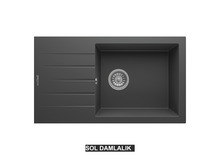 Sol Damlalıklı 76x43,5 cm Antrasit Granit Mutfak Evyesi RealStone Assos 76 XL P010 Sol Damlalıklı 76x43,5 cm Antrasit Granit Mutfak Evyesi RealStone Assos 76 XL P010