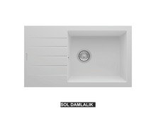 Sol Damlalıklı 76x43,5 cm Beyaz Granit Mutfak Evyesi RealStone Assos 76 XL P010 Sol Damlalıklı 76x43,5 cm Beyaz Granit Mutfak Evyesi RealStone Assos 76 XL P010