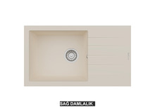 Sağ Damlalıklı 76x43,5 cm Krem Granit Mutfak Evyesi RealStone Assos 76 XL P010 Sağ Damlalıklı 76x43,5 cm Krem Granit Mutfak Evyesi RealStone Assos 76 XL P010