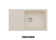 Sol Damlalıklı 76x43,5 cm Krem Granit Mutfak Evyesi RealStone Assos 76 XL P010 Sol Damlalıklı 76x43,5 cm Krem Granit Mutfak Evyesi RealStone Assos 76 XL P010
