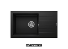 Sağ Damlalıklı 76x43,5 cm Siyah Granit Mutfak Evyesi RealStone Assos 76 XL P010 Sağ Damlalıklı 76x43,5 cm Siyah Granit Mutfak Evyesi RealStone Assos 76 XL P010