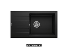 Sol Damlalıklı 76x43,5 cm Siyah Granit Mutfak Evyesi RealStone Assos 76 XL P010 Sol Damlalıklı 76x43,5 cm Siyah Granit Mutfak Evyesi RealStone Assos 76 XL P010