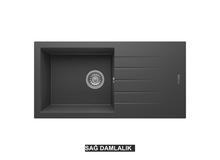 Sağ Damlalıklı 86x43,5 cm Antrasit Granit Mutfak Evyesi RealStone Assos 86 XL P011 Sağ Damlalıklı 86x43,5 cm Antrasit Granit Mutfak Evyesi RealStone Assos 86 XL P011