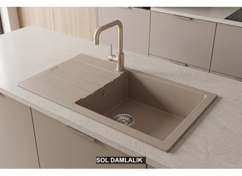 Sol Damlalıklı 86x43,5 cm Cappuccino Granit Mutfak Evyesi RealStone Assos 86 XL P011 Sol Damlalıklı 86x43,5 cm Cappuccino Granit Mutfak Evyesi RealStone Assos 86 XL P011
