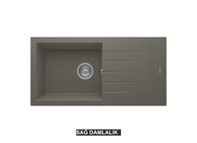 Sağ Damlalıklı 86x43,5 cm Gri Granit Mutfak Evyesi RealStone Assos 86 XL P011 Sağ Damlalıklı 86x43,5 cm Gri Granit Mutfak Evyesi RealStone Assos 86 XL P011