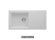Sağ Damlalıklı 86x43,5 cm Beyaz Granit Mutfak Evyesi RealStone Assos 86 XL P011 Sağ Damlalıklı 86x43,5 cm Beyaz Granit Mutfak Evyesi RealStone Assos 86 XL P011