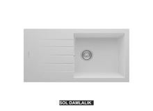 Sol Damlalıklı 86x43,5 cm Beyaz Granit Mutfak Evyesi RealStone Assos 86 XL P011 Sol Damlalıklı 86x43,5 cm Beyaz Granit Mutfak Evyesi RealStone Assos 86 XL P011