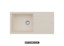 Sağ Damlalıklı 86x43,5 cm Krem Granit Mutfak Evyesi RealStone Assos 86 XL P011 Sağ Damlalıklı 86x43,5 cm Krem Granit Mutfak Evyesi RealStone Assos 86 XL P011