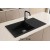 Sağ Damlalıklı 86x43,5 cm Siyah Granit Mutfak Evyesi RealStone Assos 86 XL P011