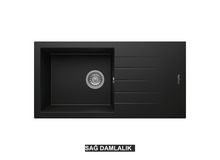 Sağ Damlalıklı 86x43,5 cm Siyah Granit Mutfak Evyesi RealStone Assos 86 XL P011 Sağ Damlalıklı 86x43,5 cm Siyah Granit Mutfak Evyesi RealStone Assos 86 XL P011