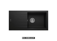 Sol Damlalıklı 86x43,5 cm Siyah Granit Mutfak Evyesi RealStone Assos 86 XL P011 Sol Damlalıklı 86x43,5 cm Siyah Granit Mutfak Evyesi RealStone Assos 86 XL P011