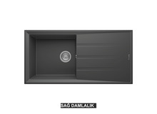 Sağ Damlalıklı 100x50 cm Antrasit Granit Mutfak Evyesi RealStone Efes 100 P012 Sağ Damlalıklı 100x50 cm Antrasit Granit Mutfak Evyesi RealStone Efes 100 P012