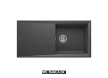 Sol Damlalıklı 100x50 cm Antrasit Granit Mutfak Evyesi RealStone Efes 100 P012 Sol Damlalıklı 100x50 cm Antrasit Granit Mutfak Evyesi RealStone Efes 100 P012