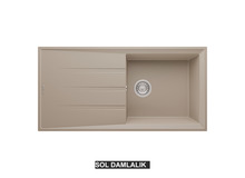 Sol Damlalıklı 100x50 cm Cappuccino Granit Mutfak Evyesi RealStone Efes 100 P012 Sol Damlalıklı 100x50 cm Cappuccino Granit Mutfak Evyesi RealStone Efes 100 P012