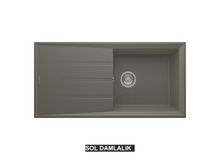 Sol Damlalıklı 100x50 cm Gri Granit Mutfak Evyesi RealStone Efes 100 P012 Sol Damlalıklı 100x50 cm Gri Granit Mutfak Evyesi RealStone Efes 100 P012