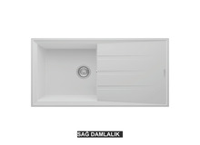 Sağ Damlalıklı 100x50 cm Beyaz Granit Mutfak Evyesi RealStone Efes 100 P012 Sağ Damlalıklı 100x50 cm Beyaz Granit Mutfak Evyesi RealStone Efes 100 P012