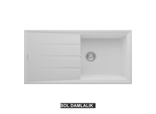 Sol Damlalıklı 100x50 cm Beyaz Granit Mutfak Evyesi RealStone Efes 100 P012 Sol Damlalıklı 100x50 cm Beyaz Granit Mutfak Evyesi RealStone Efes 100 P012