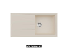 Sol Damlalıklı 100x50 cm Krem Granit Mutfak Evyesi RealStone Efes 100 P012 Sol Damlalıklı 100x50 cm Krem Granit Mutfak Evyesi RealStone Efes 100 P012