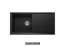 Sağ Damlalıklı 100x50 cm Siyah Granit Mutfak Evyesi RealStone Efes 100 P012 Sağ Damlalıklı 100x50 cm Siyah Granit Mutfak Evyesi RealStone Efes 100 P012