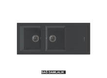 Sağ Damlalıklı 116x50 cm Antrasit Granit Mutfak Evyesi RealStone Esila P021 Sağ Damlalıklı 116x50 cm Antrasit Granit Mutfak Evyesi RealStone Esila P021