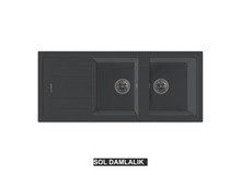 Sol Damlalıklı 116x50 cm Antrasit Granit Mutfak Evyesi RealStone Esila P021 Sol Damlalıklı 116x50 cm Antrasit Granit Mutfak Evyesi RealStone Esila P021
