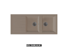 Sol Damlalıklı 116x50 cm Cappuccino Granit Mutfak Evyesi RealStone Esila P021 Sol Damlalıklı 116x50 cm Cappuccino Granit Mutfak Evyesi RealStone Esila P021
