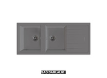 Sağ Damlalıklı 116x50 cm Gri Granit Mutfak Evyesi RealStone Esila P021 Sağ Damlalıklı 116x50 cm Gri Granit Mutfak Evyesi RealStone Esila P021