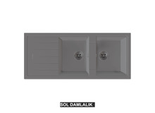 Sol Damlalıklı 116x50 cm Gri Granit Mutfak Evyesi RealStone Esila P021 Sol Damlalıklı 116x50 cm Gri Granit Mutfak Evyesi RealStone Esila P021