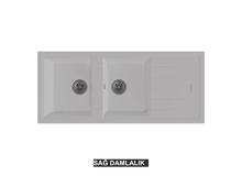 Sağ Damlalıklı 116x50 cm Beyaz Granit Mutfak Evyesi RealStone Esila P021 Sağ Damlalıklı 116x50 cm Beyaz Granit Mutfak Evyesi RealStone Esila P021