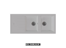 Sol Damlalıklı 116x50 cm Beyaz Granit Mutfak Evyesi RealStone Esila P021 Sol Damlalıklı 116x50 cm Beyaz Granit Mutfak Evyesi RealStone Esila P021