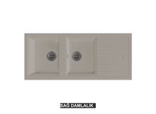 Sağ Damlalıklı 116x50 cm Krem Granit Mutfak Evyesi RealStone Esila P021 Sağ Damlalıklı 116x50 cm Krem Granit Mutfak Evyesi RealStone Esila P021