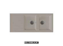 Sol Damlalıklı 116x50 cm Krem Granit Mutfak Evyesi RealStone Esila P021 Sol Damlalıklı 116x50 cm Krem Granit Mutfak Evyesi RealStone Esila P021