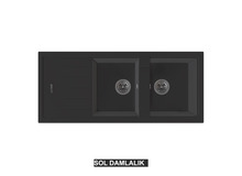 Sol Damlalıklı 116x50 cm Siyah Granit Mutfak Evyesi RealStone Esila P021 Sol Damlalıklı 116x50 cm Siyah Granit Mutfak Evyesi RealStone Esila P021