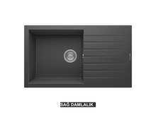 Sağ Damlalıklı 86x50 cm Antrasit Granit Mutfak Evyesi RealStone Laodikya 86 XL P014 Sağ Damlalıklı 86x50 cm Antrasit Granit Mutfak Evyesi RealStone Laodikya 86 XL P014