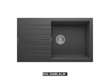 Sol Damlalıklı 86x50 cm Antrasit Granit Mutfak Evyesi RealStone Laodikya 86 XL P014 Sol Damlalıklı 86x50 cm Antrasit Granit Mutfak Evyesi RealStone Laodikya 86 XL P014