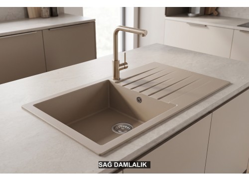 Sağ Damlalıklı 86x50 cm Cappuccino Granit Mutfak Evyesi RealStone Laodikya 86 XL P014 Sağ Damlalıklı 86x50 cm Cappuccino Granit Mutfak Evyesi RealStone Laodikya 86 XL P014