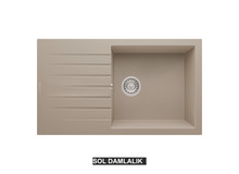 Sol Damlalıklı 86x50 cm Cappuccino Granit Mutfak Evyesi RealStone Laodikya 86 XL P014 Sol Damlalıklı 86x50 cm Cappuccino Granit Mutfak Evyesi RealStone Laodikya 86 XL P014