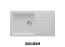Sağ Damlalıklı 86x50 cm Beyaz Granit Mutfak Evyesi RealStone Laodikya 86 XL P014 Sağ Damlalıklı 86x50 cm Beyaz Granit Mutfak Evyesi RealStone Laodikya 86 XL P014