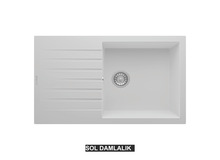Sol Damlalıklı 86x50 cm Beyaz Granit Mutfak Evyesi RealStone Laodikya 86 XL P014 Sol Damlalıklı 86x50 cm Beyaz Granit Mutfak Evyesi RealStone Laodikya 86 XL P014